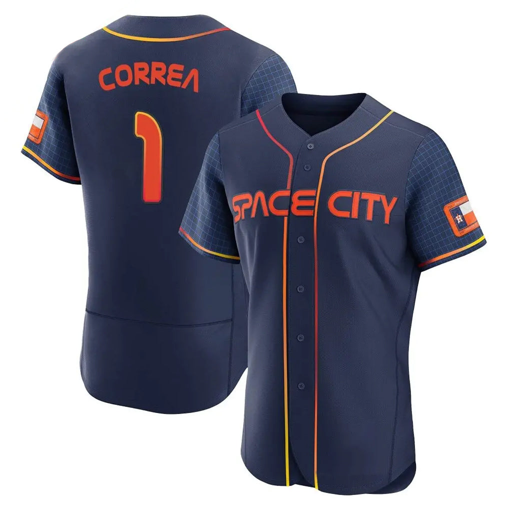 Kooe H.Astros #1 Carlos Correa Player Navy City Connect Limited Elite Home Stitched Jerseys