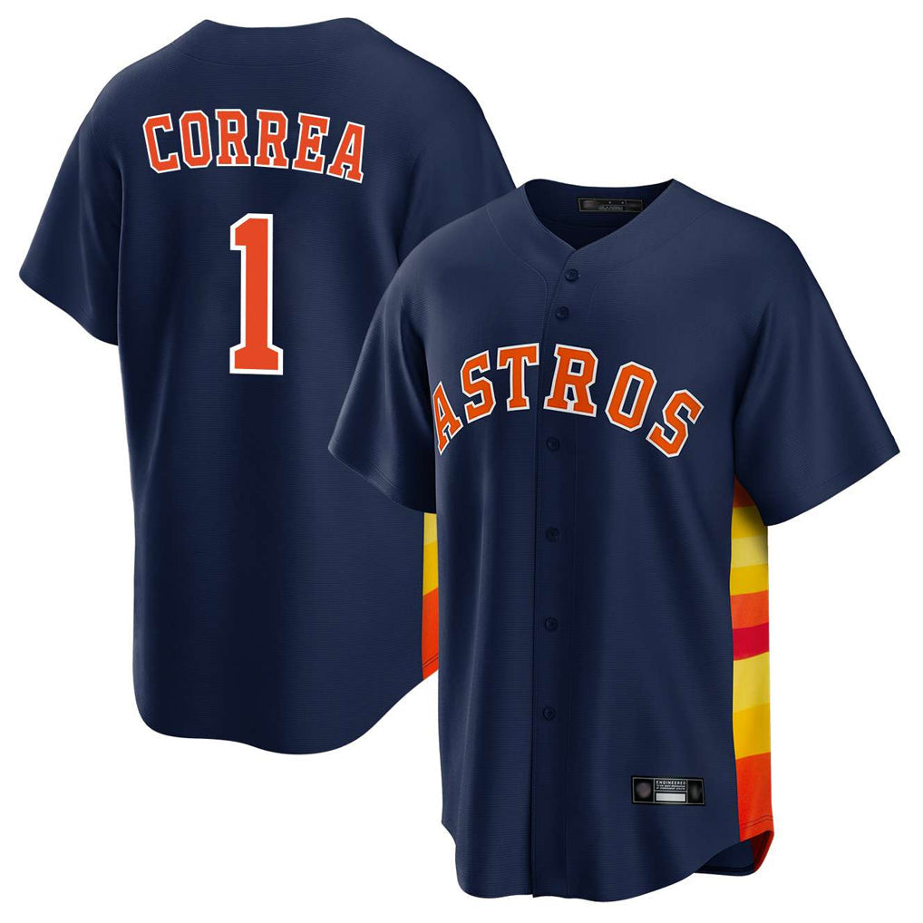 Kooe H.Astros #1 Carlos Correa Player Navy Home Game Stitched Jerseys
