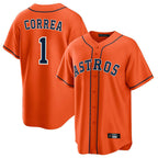 Kooe H.Astros #1 Carlos Correa Player Orange Home Game Stitched Jerseys