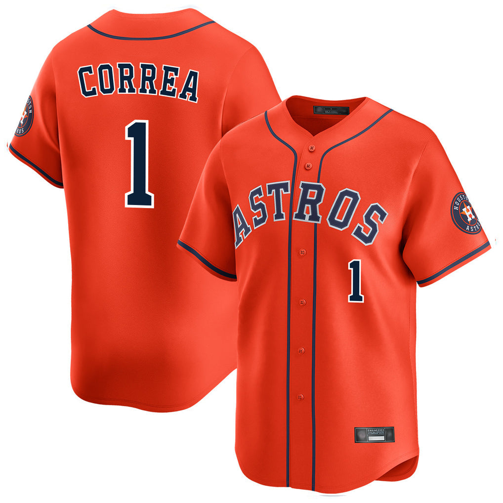 Kooe H.Astros #1 Carlos Correa Player Orange Home Limited Stitched Jerseys