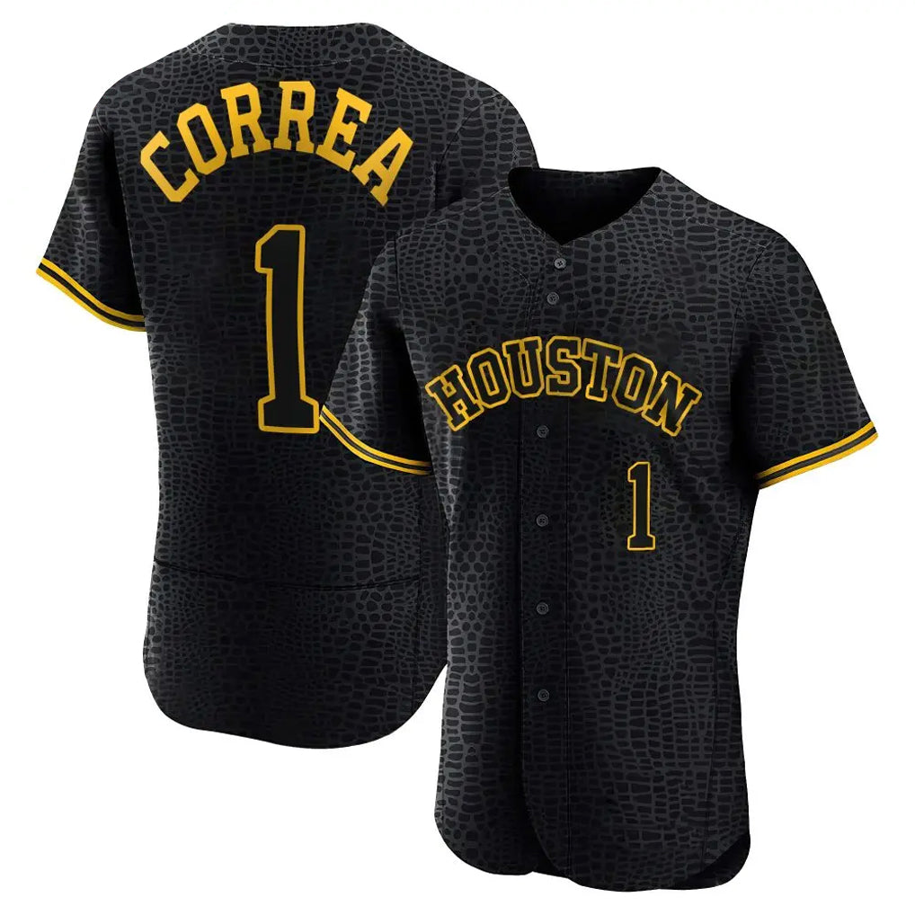 Kooe H.Astros #1 Carlos Correa Player Snake Skin City Limited Elite Home Stitched Jerseys