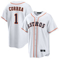 Kooe H.Astros #1 Carlos Correa Player White Home Game Stitched Jerseys