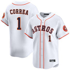 Kooe H.Astros #1 Carlos Correa Player White Home Limited Stitched Jerseys