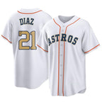 Kooe H.Astros #21 Yainer Diaz Player Gold Collection Game Home Stitched Jerseys