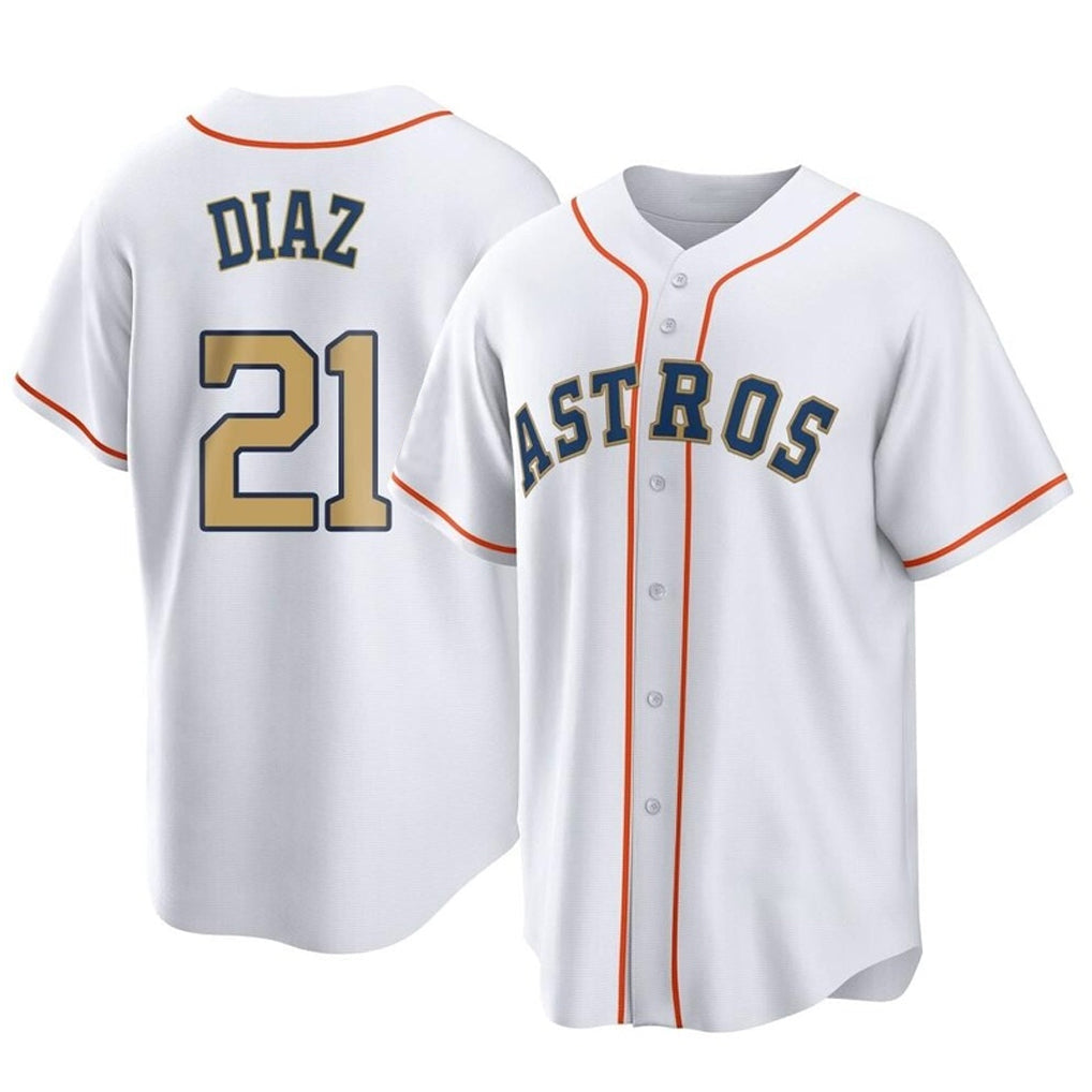 Kooe H.Astros #21 Yainer Diaz Player Gold Collection Game Home Stitched Jerseys