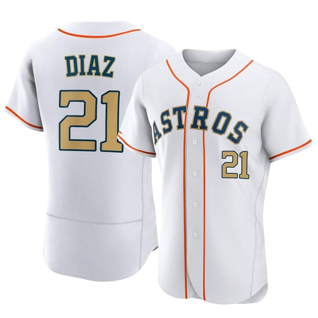 Kooe H.Astros #21 Yainer Diaz Player Gold Collection Limited Elite Home Stitched Jerseys