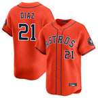 Kooe H.Astros #21 Yainer Diaz Player Orange Home Limited Stitched Jerseys