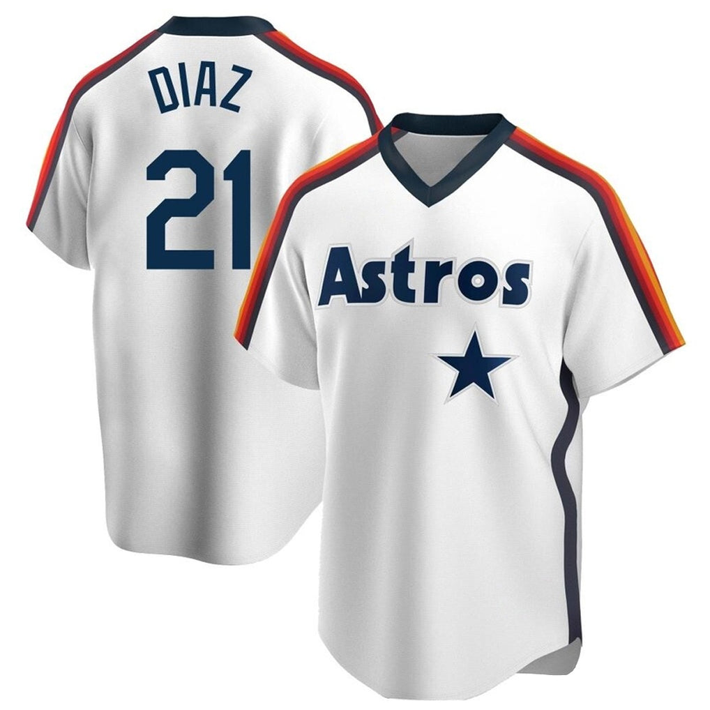 Kooe H.Astros #21 Yainer Diaz Player White Cooperstown Collection T-shirt Stitched Jerseys