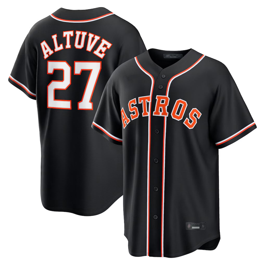 Kooe H.Astros #27 Jose Altuve Player Black Fashion Out Home Game Stitched Jerseys