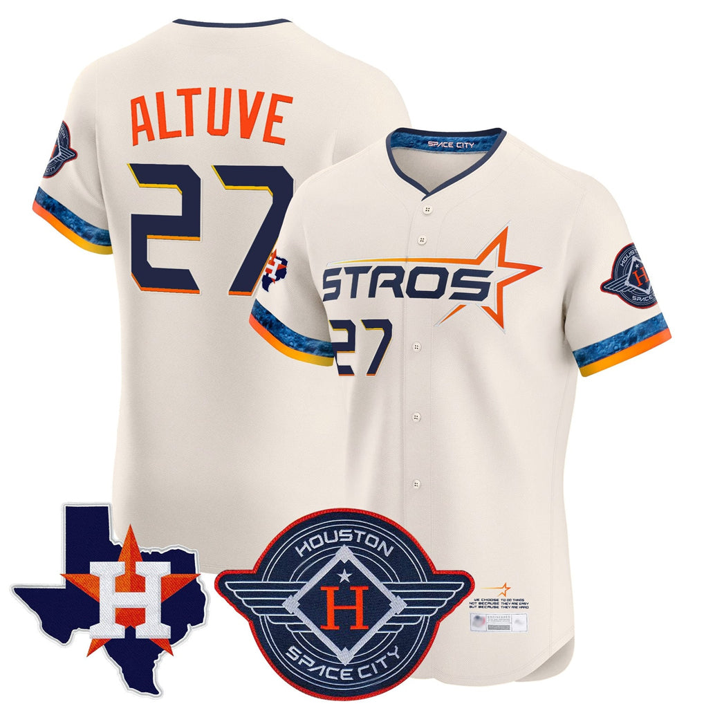 Kooe H.Astros #27 Jose Altuve Player Cream City Connect Texas Patch Vapor Premier Limited Elite Home Stitched Jerseys