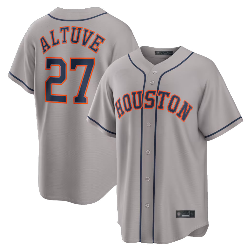 Kooe H.Astros #27 Jose Altuve Player Gray Home Game Stitched Jerseys