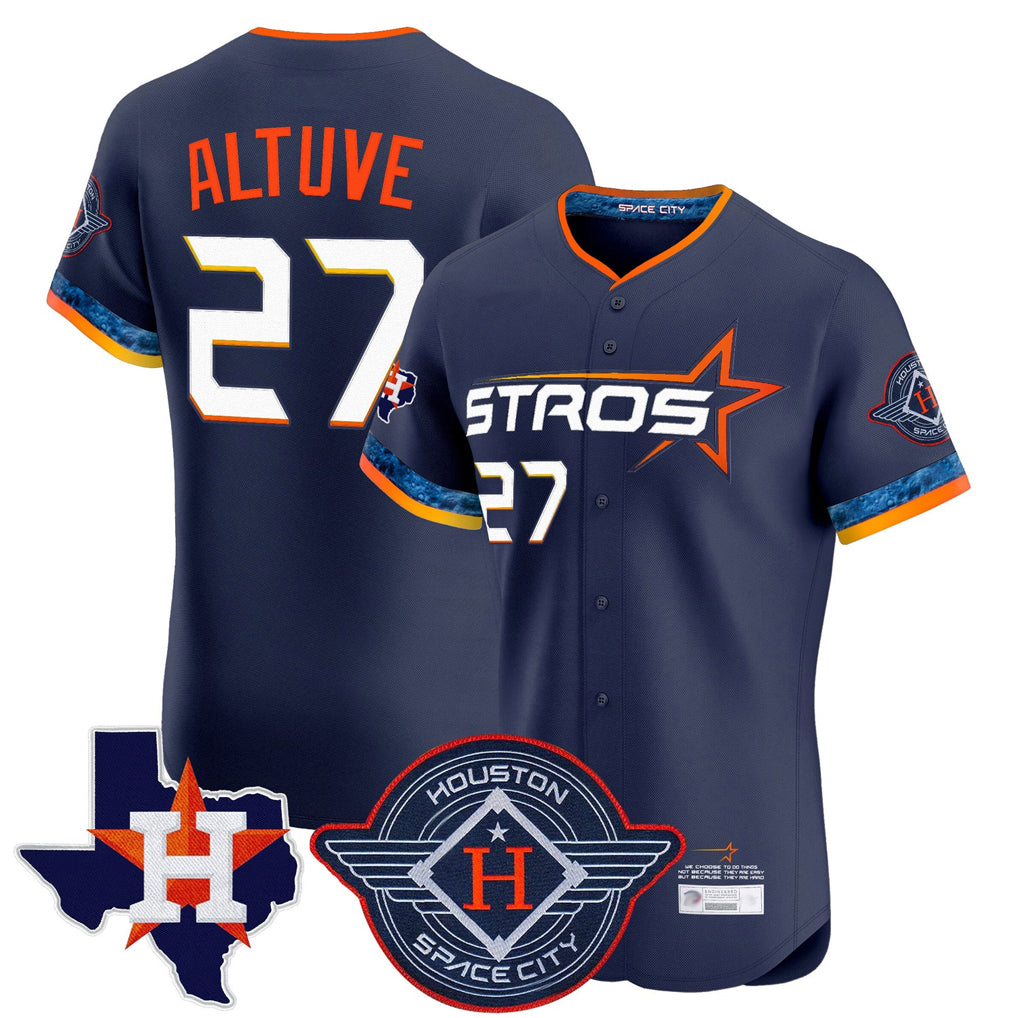 Kooe H.Astros #27 Jose Altuve Player Navy City Connect Texas Patch Vapor Premier Limited Elite Home Stitched Jerseys