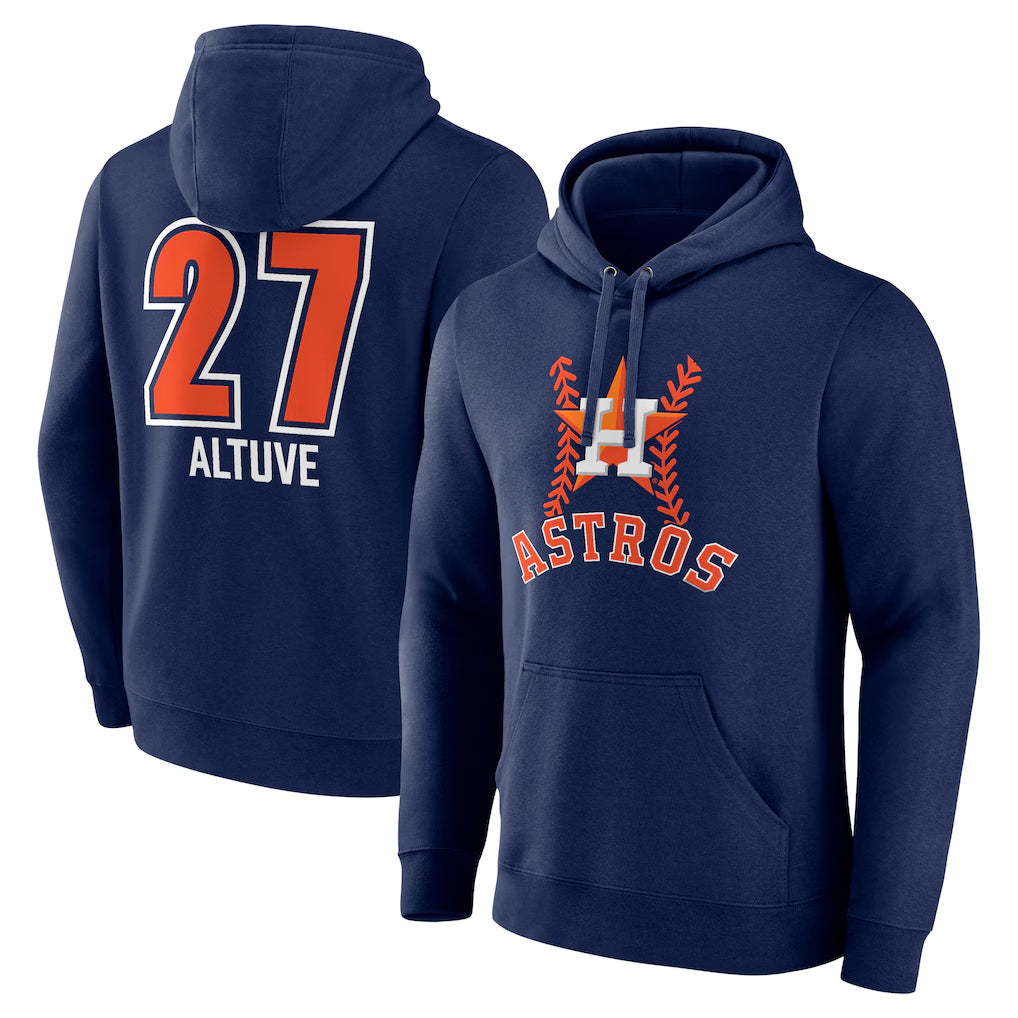 Kooe H.Astros #27 Jose Altuve Player Navy Pullover Hoodie Stitched Jerseys