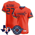 Kooe H.Astros #27 Jose Altuve Player Orange City Connect Texas Patch Vapor Premier Limited Elite Home Stitched Jerseys