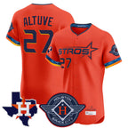 Kooe H.Astros #27 Jose Altuve Player Orange City Connect Texas Patch Vapor Premier Limited Elite Home Stitched Jerseys