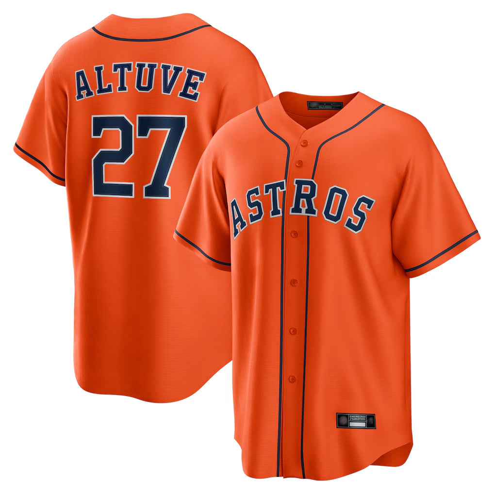 Kooe H.Astros #27 Jose Altuve Player Orange Home Game Stitched Jerseys