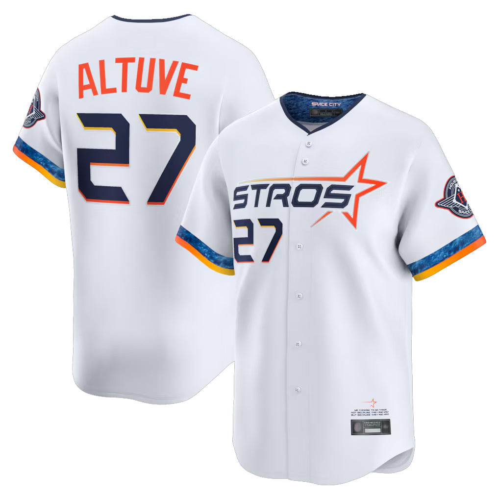 Kooe H.Astros #27 Jose Altuve Player White City Connect Limited Home Stitched Jerseys