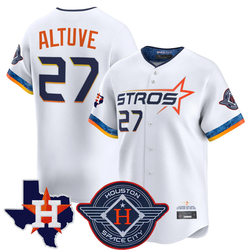 Kooe H.Astros #27 Jose Altuve Player White City Connect Texas Patch Vapor Premier Limited Home Stitched Jerseys