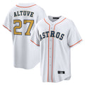 Kooe H.Astros #27 Jose Altuve Player White Gold Collection Game Home Stitched Jerseys