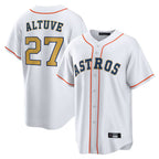 Kooe H.Astros #27 Jose Altuve Player White Gold Collection Game Home Stitched Jerseys