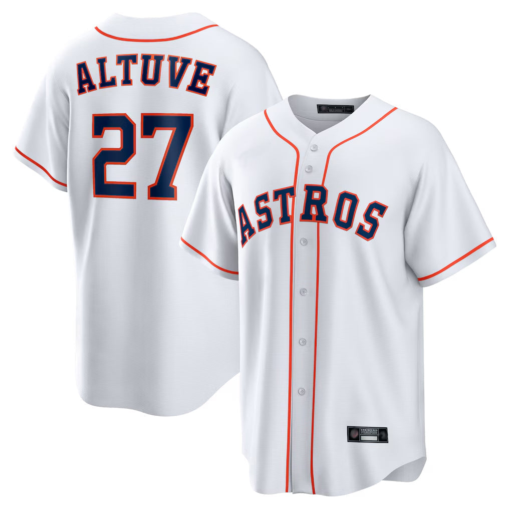 Kooe H.Astros #27 Jose Altuve Player White Home Game Stitched Jerseys