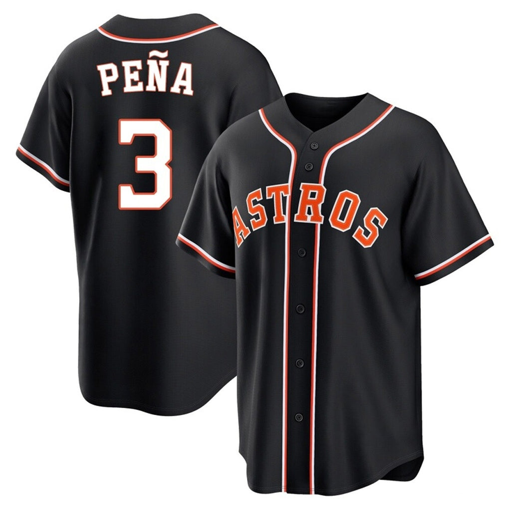 Kooe H.Astros #3 Jeremy Pe?a Player Black Fashion Out Home Game Stitched Jerseys