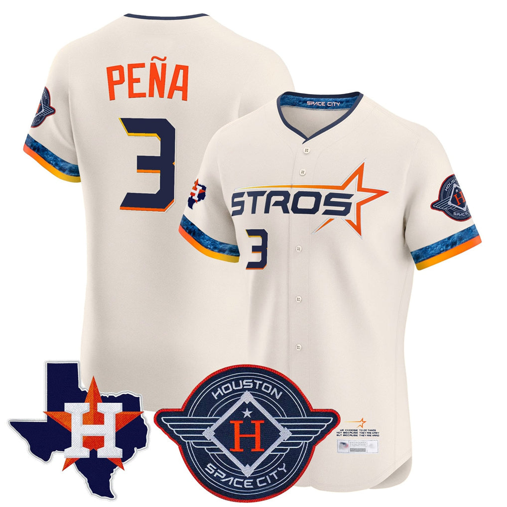 Kooe H.Astros #3 Jeremy Pe?a Player Cream City Connect Texas Patch Vapor Premier Limited Elite Home Stitched Jerseys