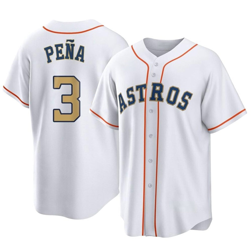 Kooe H.Astros #3 Jeremy Pe?a Player Gold Collection Game Home Stitched Jerseys
