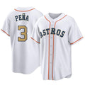 Kooe H.Astros #3 Jeremy Pe?a Player Gold Collection Game Home Stitched Jerseys