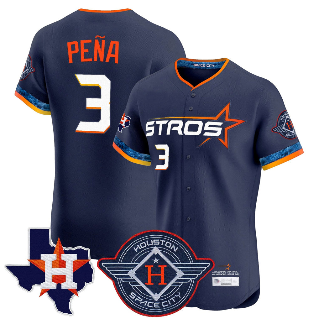 Kooe H.Astros #3 Jeremy Pe?a Player Navy City Connect Texas Patch Vapor Premier Limited Elite Home Stitched Jerseys