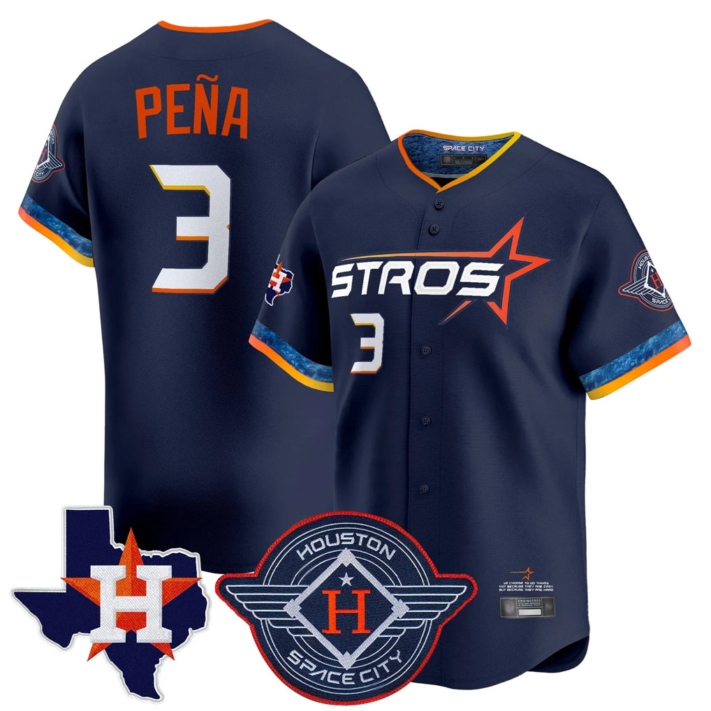 Kooe H.Astros #3 Jeremy Pe?a Player Navy City Connect Texas Patch Vapor Premier Limited Home Stitched Jerseys