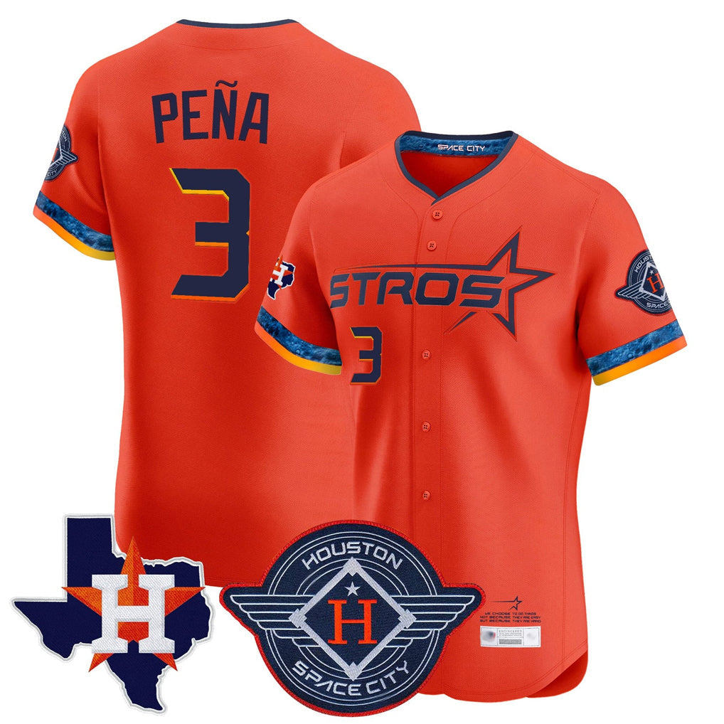 Kooe H.Astros #3 Jeremy Pe?a Player Orange City Connect Texas Patch Vapor Premier Limited Elite Home Stitched Jerseys