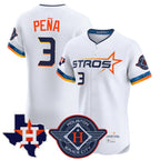 Kooe H.Astros #3 Jeremy Pe?a Player White City Connect Texas Patch Vapor Premier Limited Elite Home Stitched Jerseys