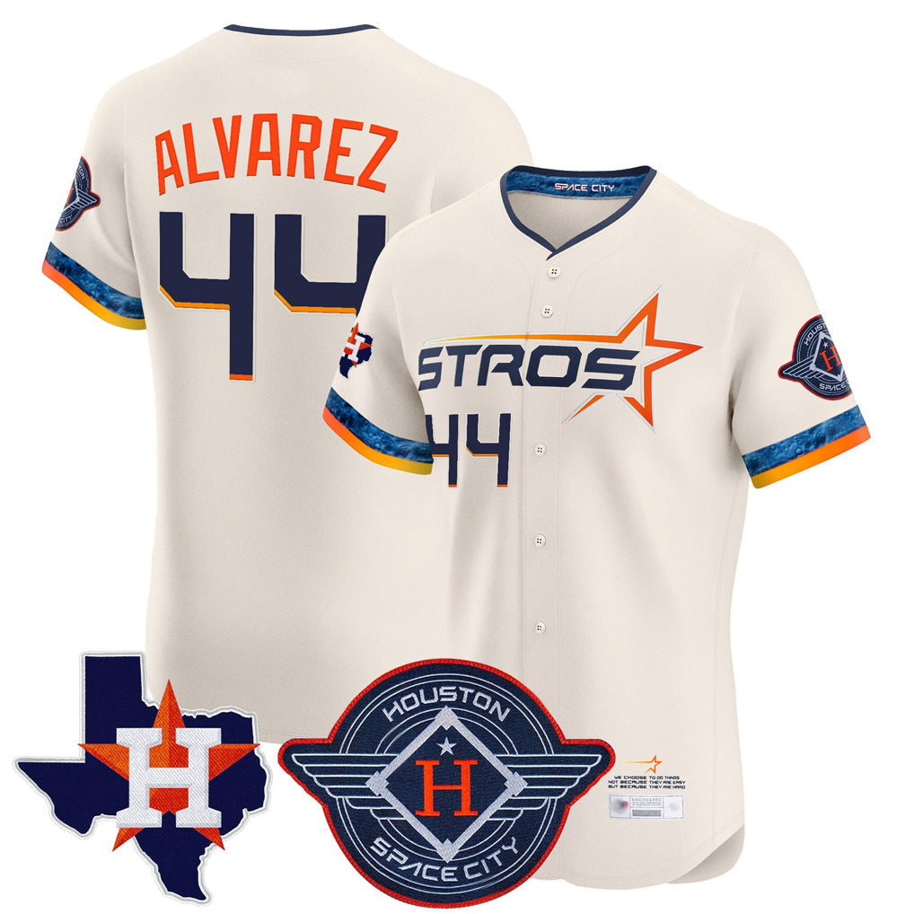 Kooe H.Astros #44 Yordan Alvarez Player Cream City Connect Texas Patch Vapor Premier Limited Elite Home Stitched Jerseys