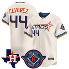 Kooe H.Astros #44 Yordan Alvarez Player Cream City Connect Texas Patch Vapor Premier Limited Home Stitched Jerseys
