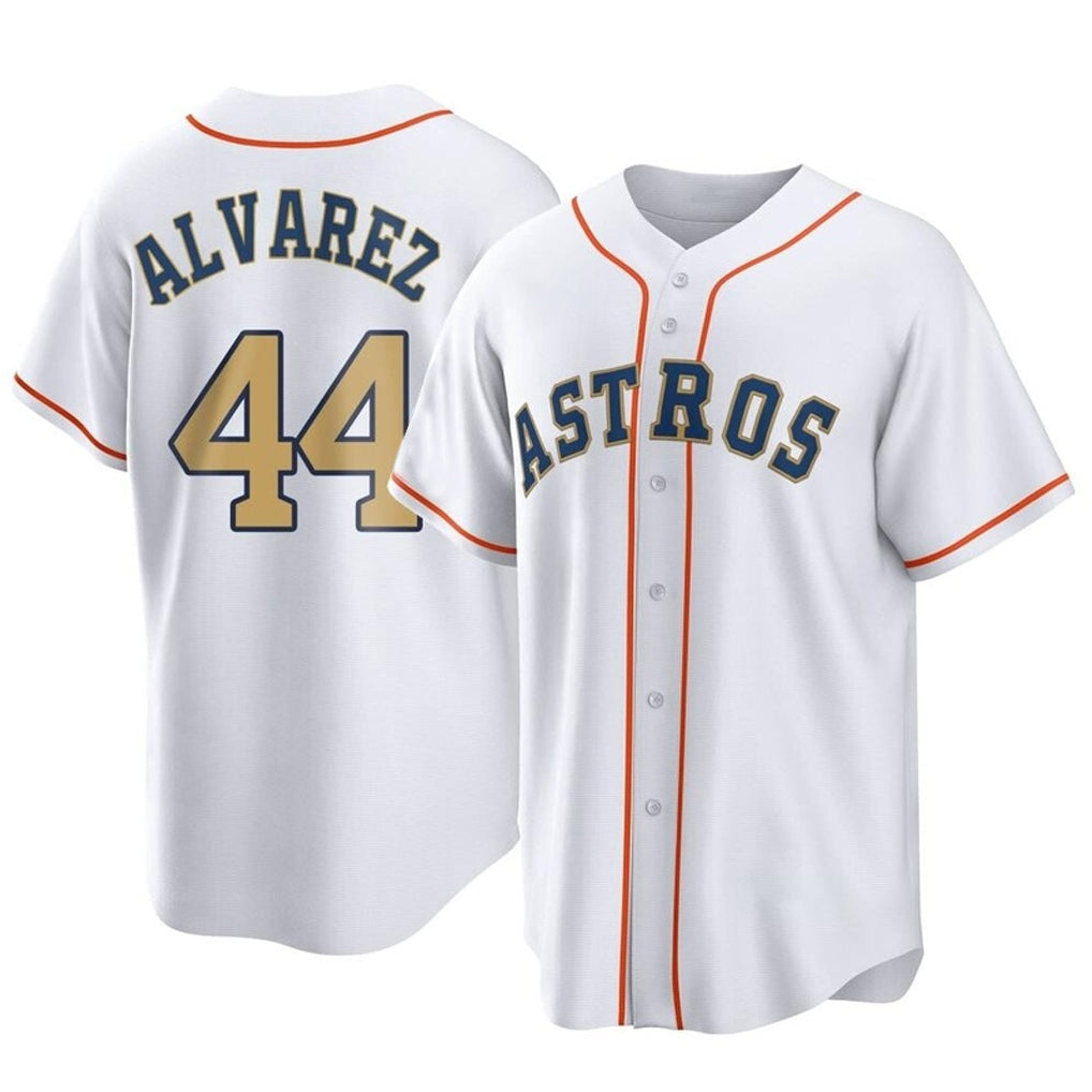 Kooe H.Astros #44 Yordan Alvarez Player Gold Collection Game Home Stitched Jerseys