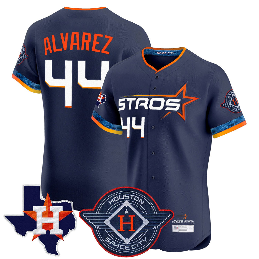 Kooe H.Astros #44 Yordan Alvarez Player Navy City Connect Texas Patch Vapor Premier Limited Elite Home Stitched Jerseys