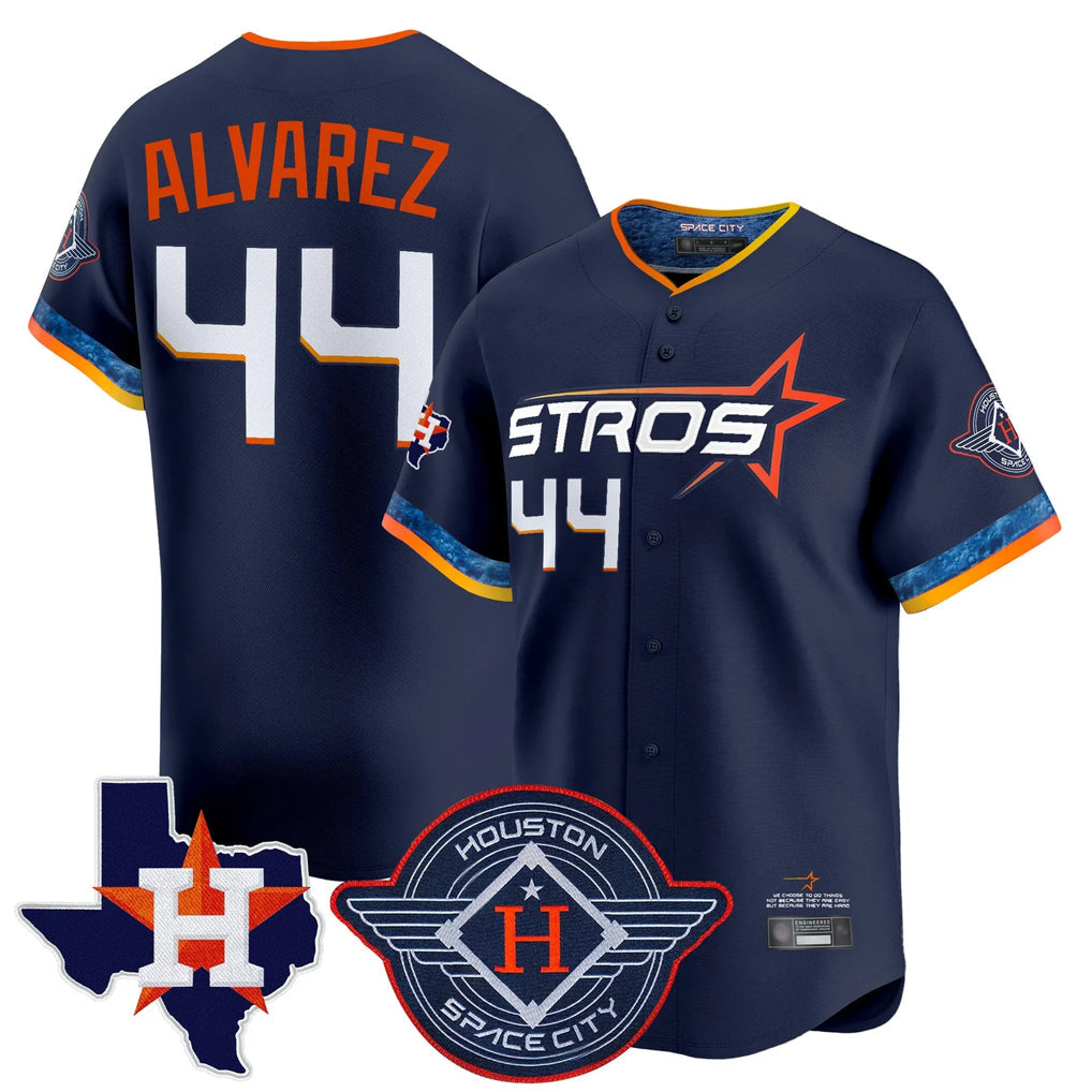 Kooe H.Astros #44 Yordan Alvarez Player Navy City Connect Texas Patch Vapor Premier Limited Home Stitched Jerseys