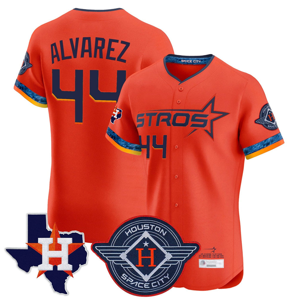 Kooe H.Astros #44 Yordan Alvarez Player Orange City Connect Texas Patch Vapor Premier Limited Elite Home Stitched Jerseys