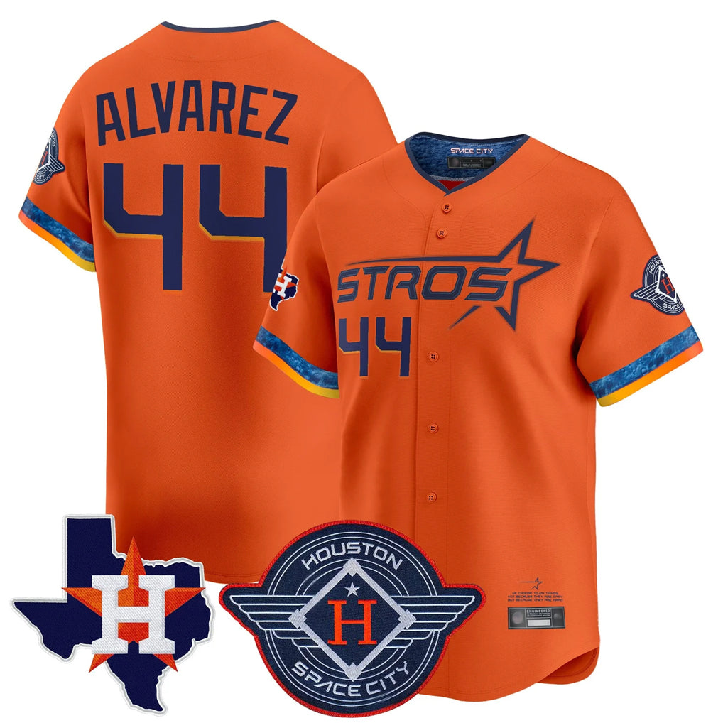Kooe H.Astros #44 Yordan Alvarez Player Orange City Connect Texas Patch Vapor Premier Limited Home Stitched Jerseys