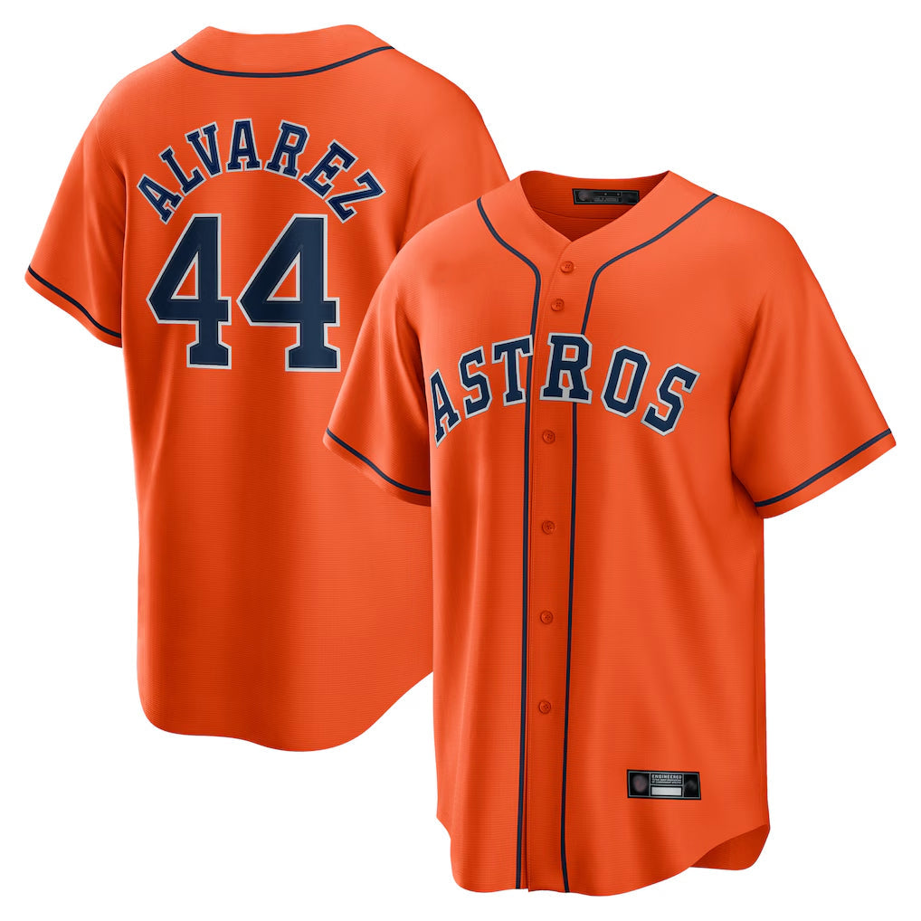 Kooe H.Astros #44 Yordan Alvarez Player Orange Home Game Stitched Jerseys