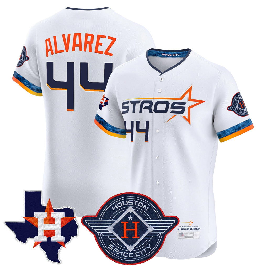 Kooe H.Astros #44 Yordan Alvarez Player White City Connect Texas Patch Vapor Premier Limited Elite Home Stitched Jerseys