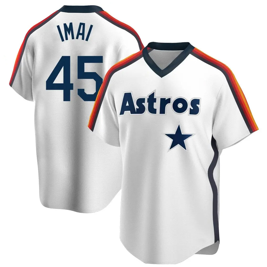 Kooe H.Astros #45 Tatsuya Imai Player White Cooperstown Collection T-shirt Stitched Jerseys