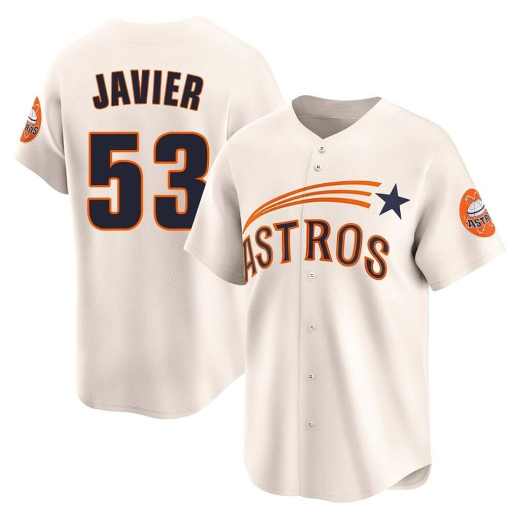 Kooe H.Astros #53 Cristian Javier Player Cream Throwback Cooperstown Collection Limited Stitched Jerseys