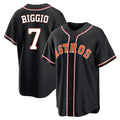 Kooe H.Astros #7 Craig Biggio Player Black Fashion Out Home Game Stitched Jerseys