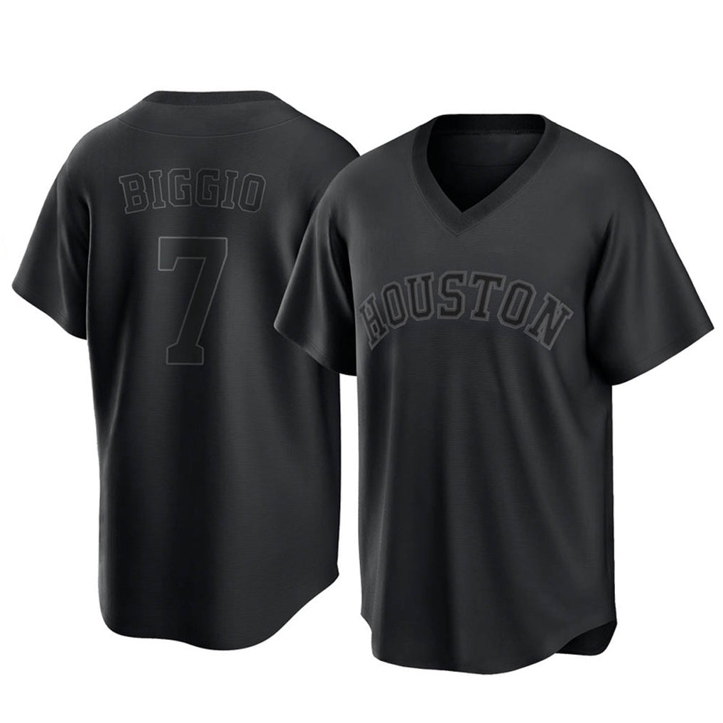 Kooe H.Astros #7 Craig Biggio Player Black Fashion T-shirt Home Game Stitched Jerseys