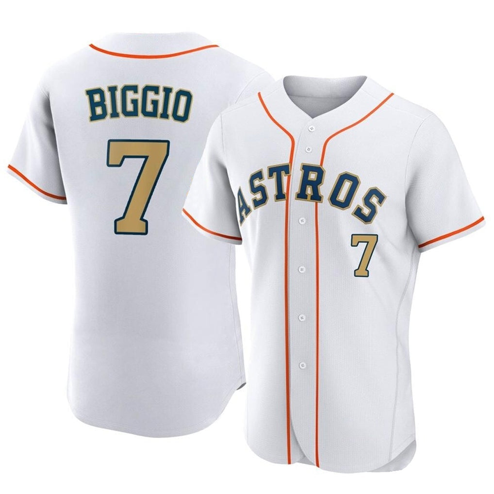 Kooe H.Astros #7 Craig Biggio Player Gold Collection Limited Elite Home Stitched Jerseys