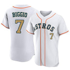 Kooe H.Astros #7 Craig Biggio Player Gold Collection Limited Elite Home Stitched Jerseys