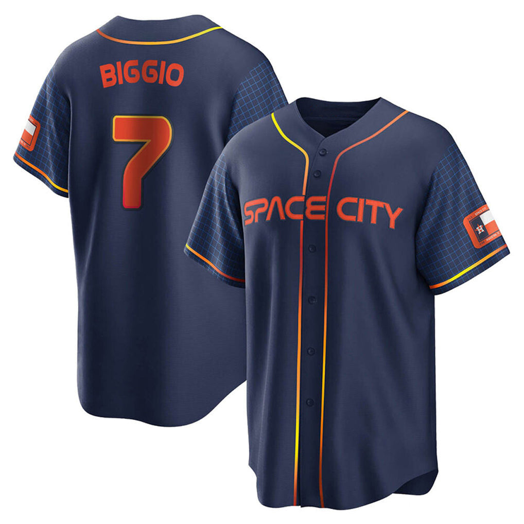 Kooe H.Astros #7 Craig Biggio Player Navy City Connect Home Game Stitched Jerseys