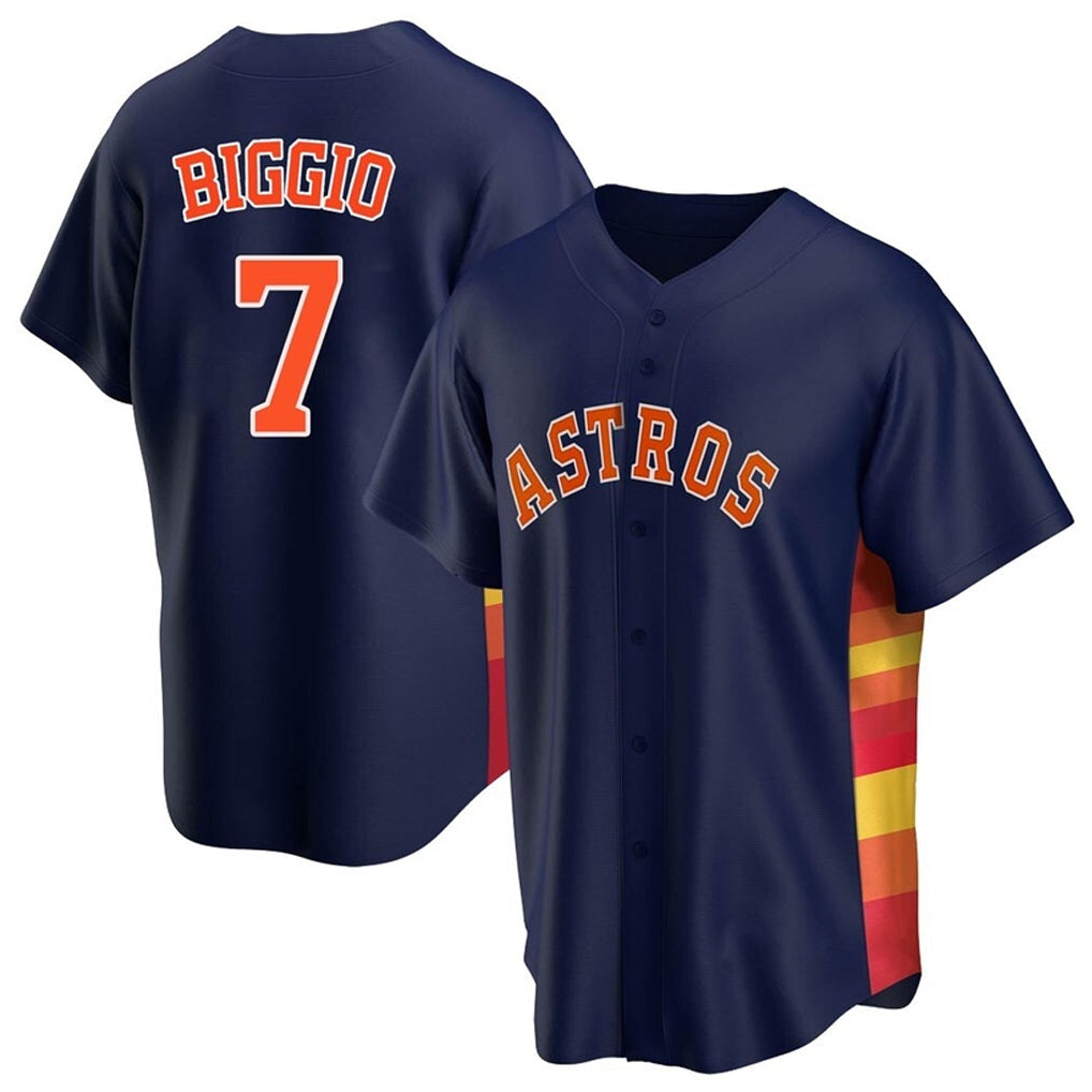 Kooe H.Astros #7 Craig Biggio Player Navy Home Game Stitched Jerseys